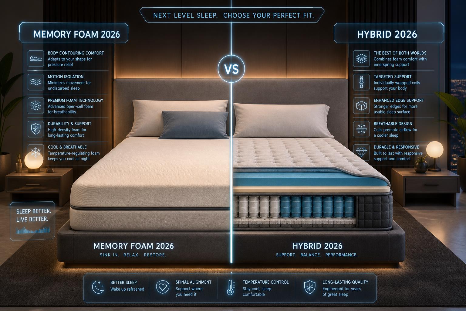 Exploring Memory Foam vs. Hybrid Mattresses: Which Is Right for You in 2026