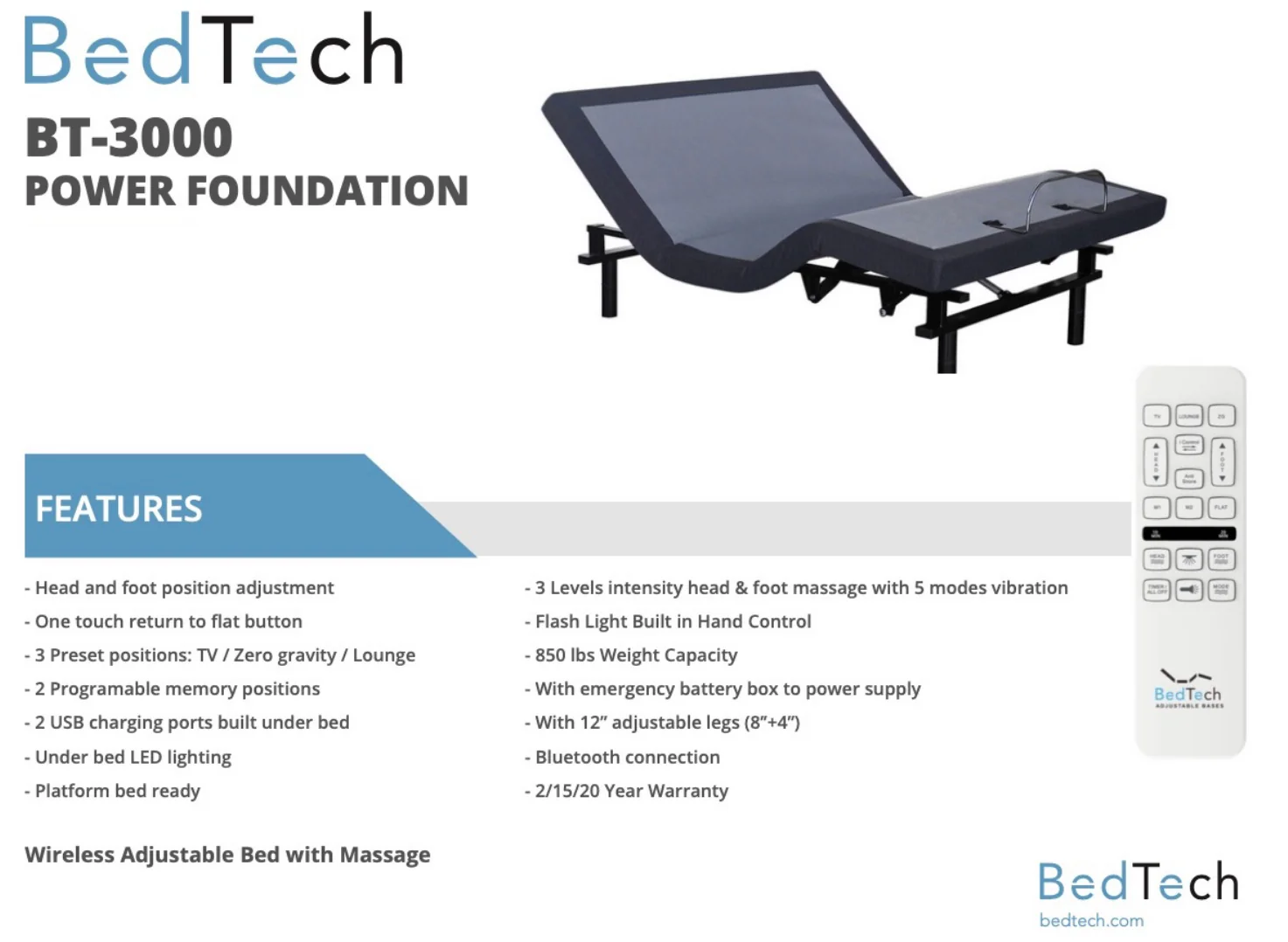BedTech BT3000 Adjustable Bed - Image 4